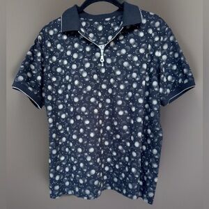 Vintage Tail Tech 1/4 Zip Short Sleeve Activewear Shirt Golf Ball Pattern Medium